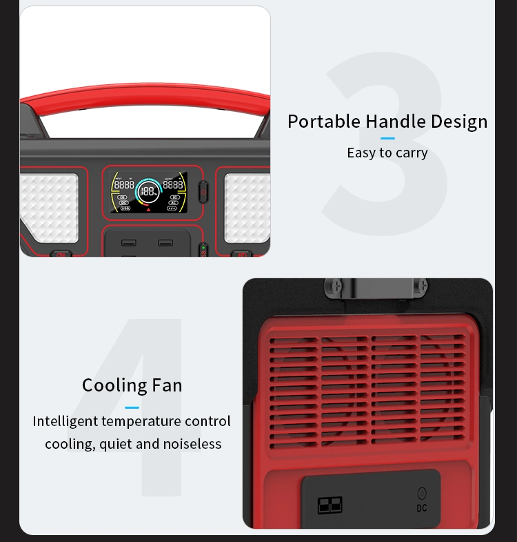 1000W Portable Lithium Battery Solar Rechargeable Energy Power Generator for Camping