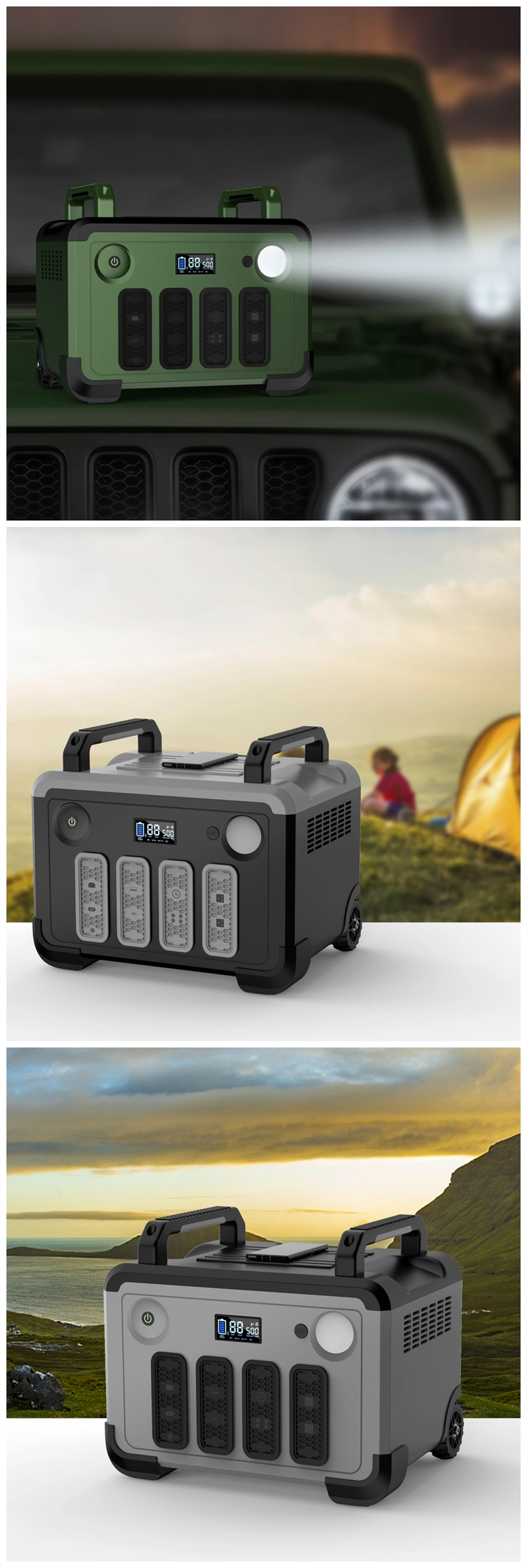 3kw Trolley Box Waterproof Portable Power Station LiFePO4 LFP Battery Solar Panel Power Generator with Home Outdoor Backup