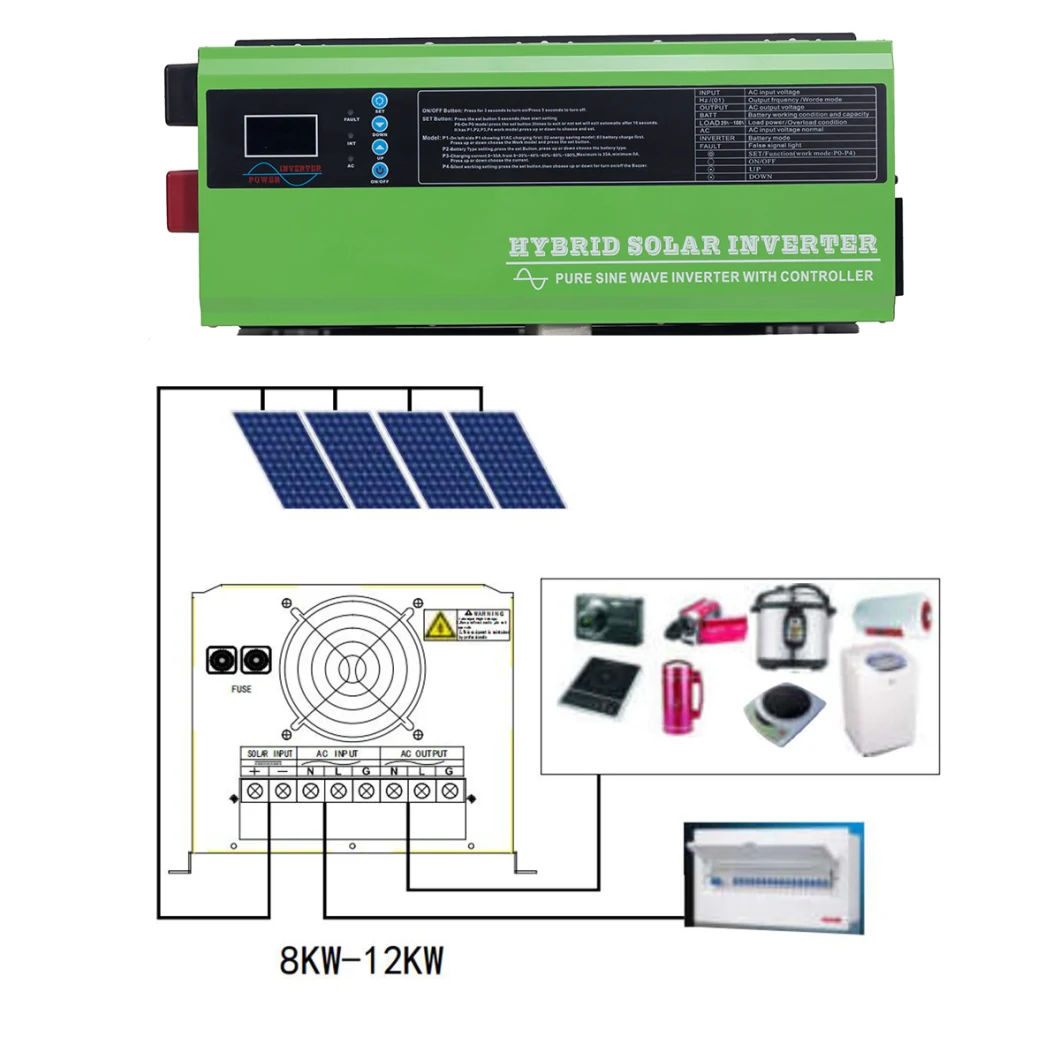 5000W off-Grid Solar Inverter Hybrid 5kw Pure Sine Wave MPPT Inverter Built in 100A Solar Charger