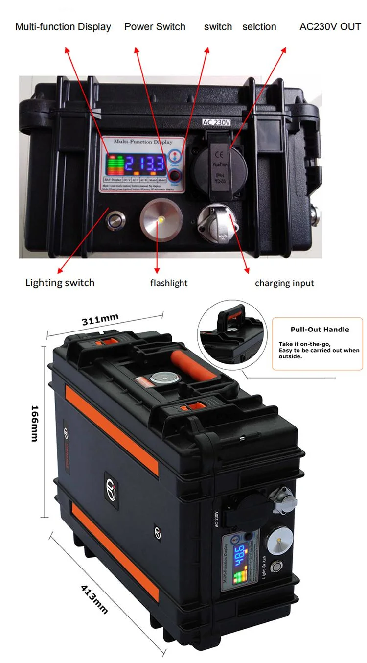 220V 110V Pure Sine Wave Solar Power Generator with Rechargeable Backup Power for Home Office