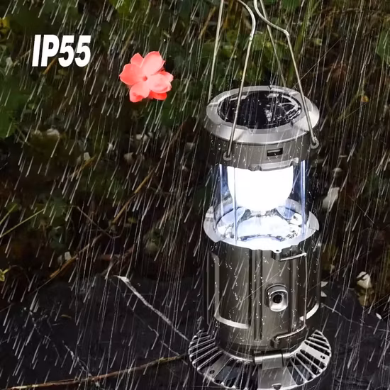 Fabricação de tenda de pesca de jardim ao ar livre LED lâmpada solar acampamento luz com painel solar pendurado ligar/desligar